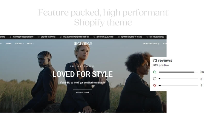 Top 10 Shopify plus themes (Reformation) - ColorWhistle