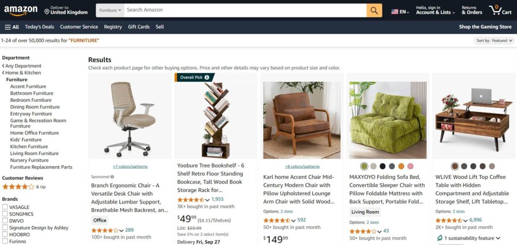 Top E-commerce Sales Channels for Furniture Businesses (Amazon) - ColorWhistle