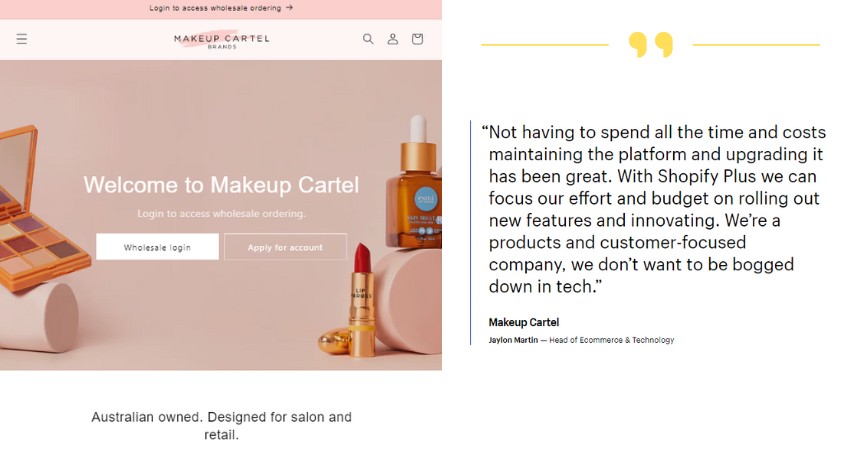 Top 21+ Websites Built on Shopify Plus(Makeup Cartel) - ColorWhistle