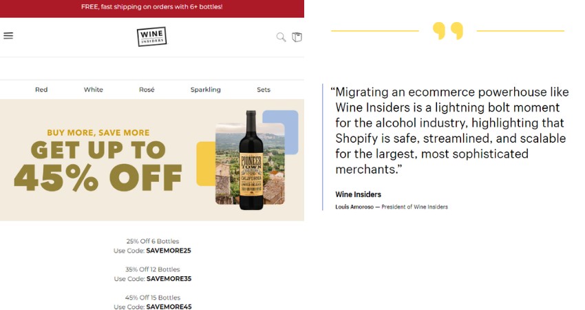 Top 21+ Websites Built on Shopify Plus(Wine Insider) - ColorWhistle