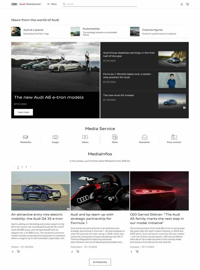 Content Marketing For Automotive Businesses (Audi Media Center Page) - Colorwhistle