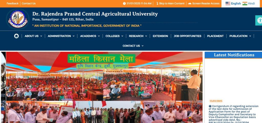 College Website Design Trends & Technologies(Dr. Rajendra Prasad Agri University) - ColorWhistle