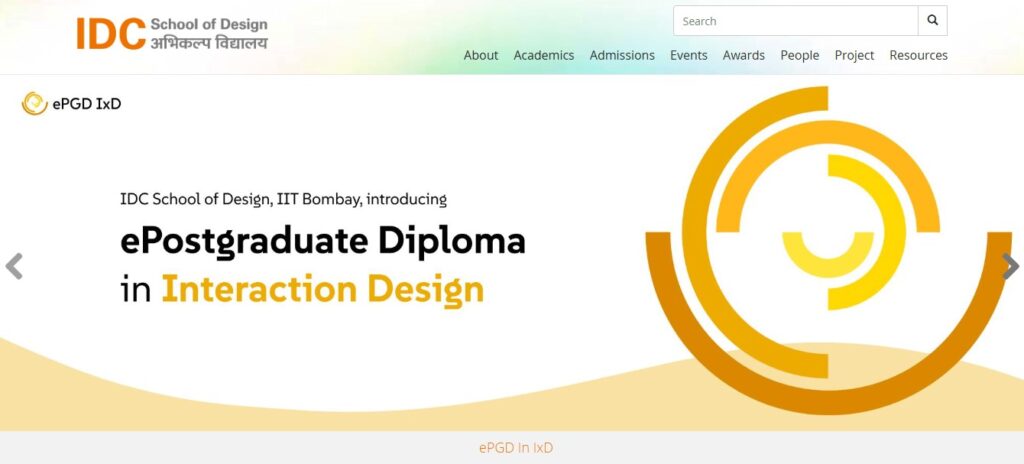 College Website Design Trends & Technologies(IDC School od Design) - ColorWhistle