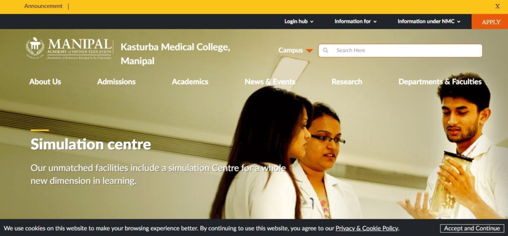 College Website Design Trends & Technologies(Kasturba Medical College) - ColorWhistle