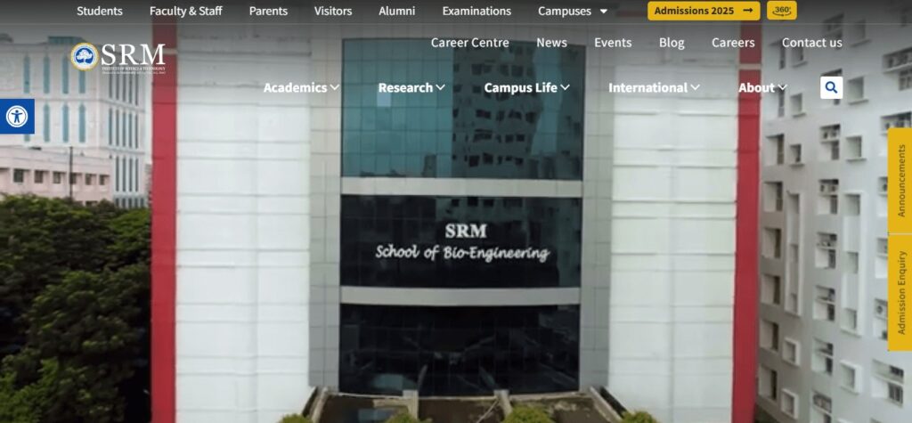 College Website Design Trends & Technologies (SRM Institute of Science and Technology) - ColorWhistle