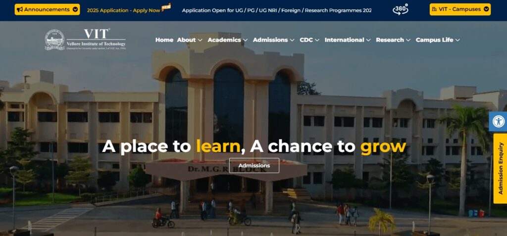 College Website Design Trends & Technologies(Vellore Institute of Technology) - ColorWhistle