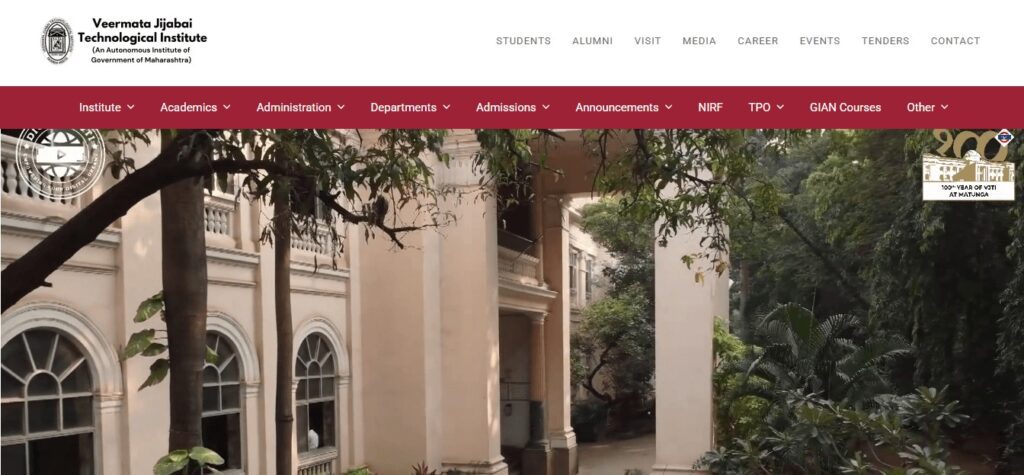 College Website Design Trends and Technologies in India (Veermata Jijabai) - ColorWhistle