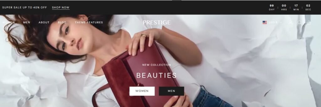 Top Shopify Themes for Fashion brands (Prestige Theme)- ColorWhistle
