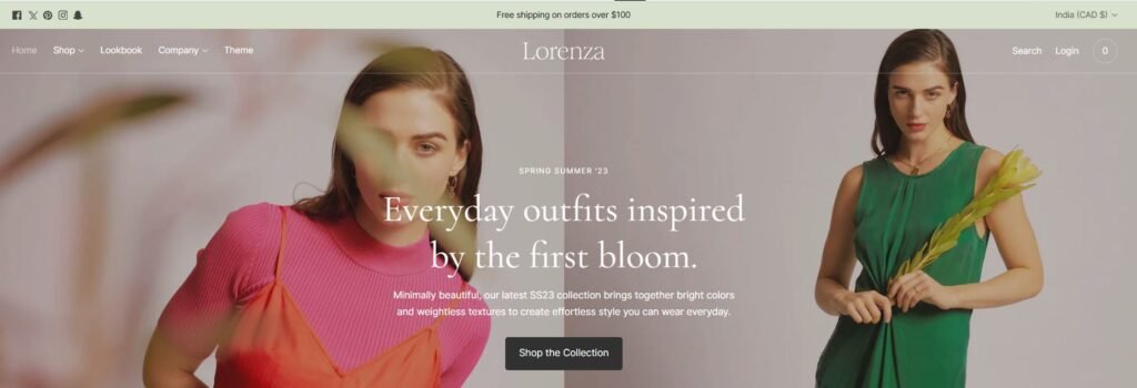 Top Shopify Themes for fashion brands (Lorenza Theme)- ColorWhistle