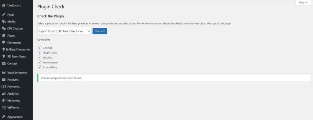 Export posts - Plugin Check - ColorWhistle