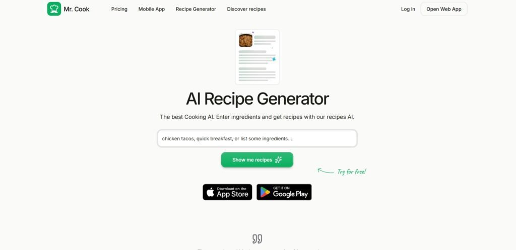 AI Chatbot Examples for Chefs and Recipe Businesses Websites to Explore Below (Mr Cook) - ColorWhistle