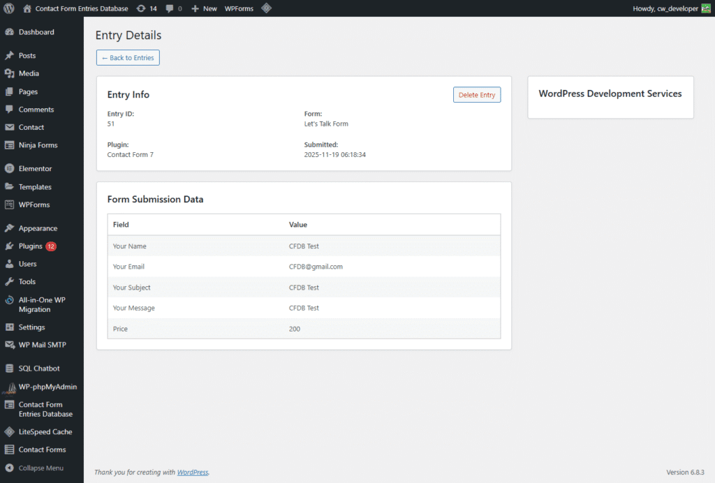 Building a Unified Form Submission System for WordPress(Form Entry Details) - ColorWhistle