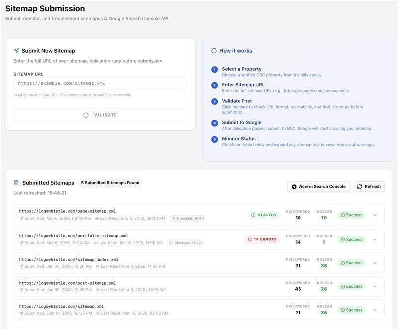 Building the GSC Indexing Dashboard(sitemap Submission) - ColorWhistle